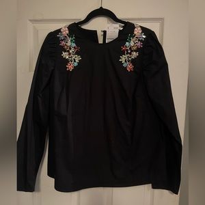 H&M cotton appliqué adorned shirt